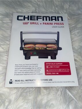 Chefman 180° Grill + Panini Press User Guide